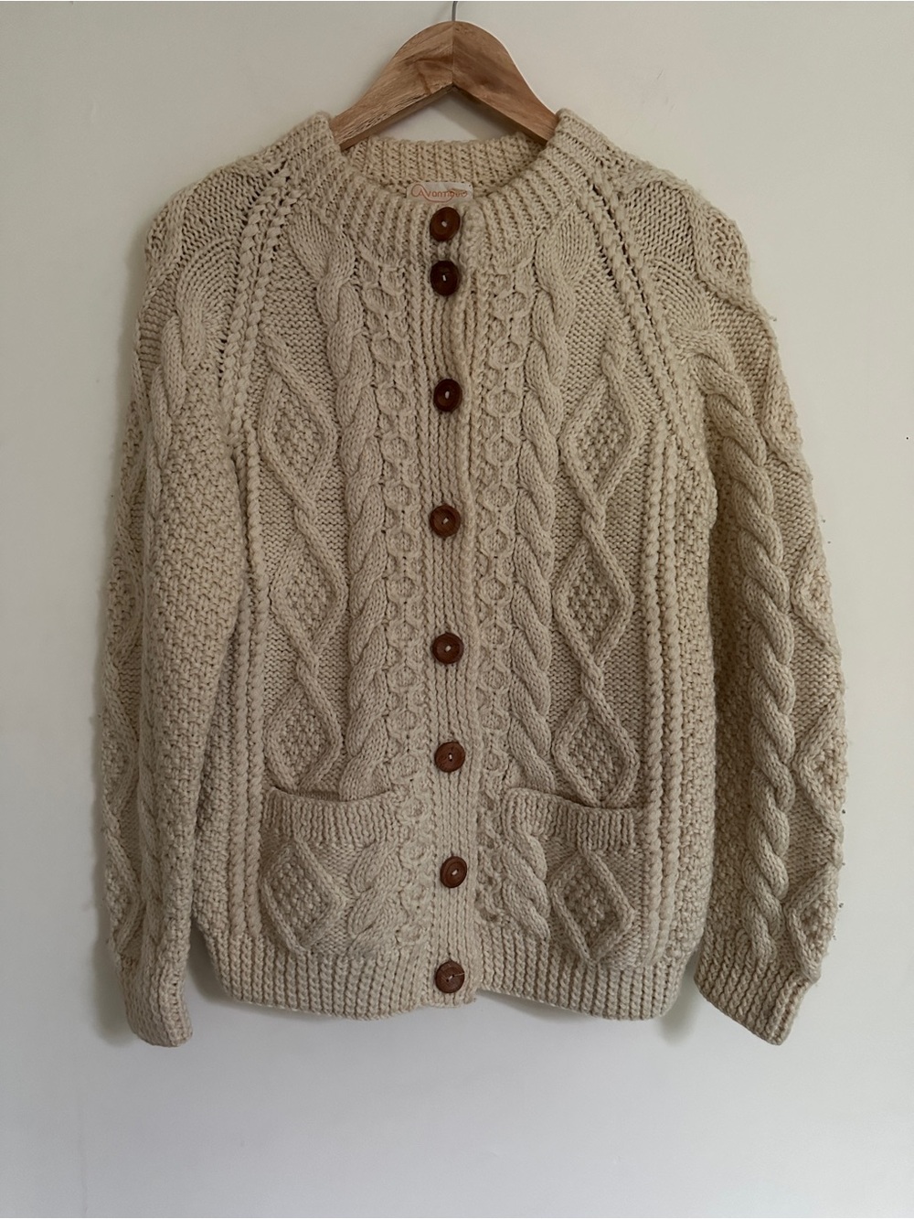 Cream Cable Knit Button-Front Cardigan Sweater